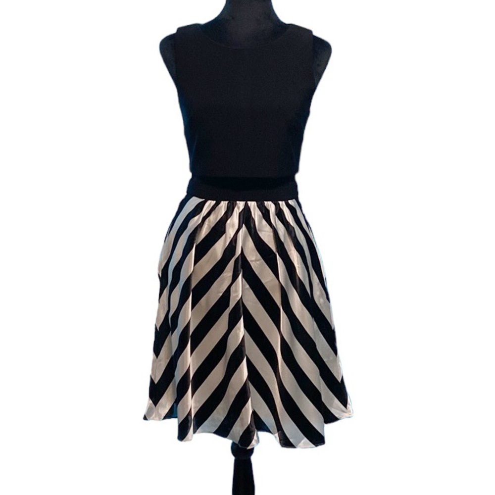 Betsy and Adam Black and White Chevron Dress - Size 4